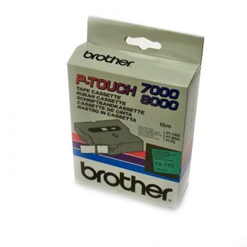 BROTHER Fita laminada verde/preto 24mm, 15m , Brother , BROTX751 , 4977766051149